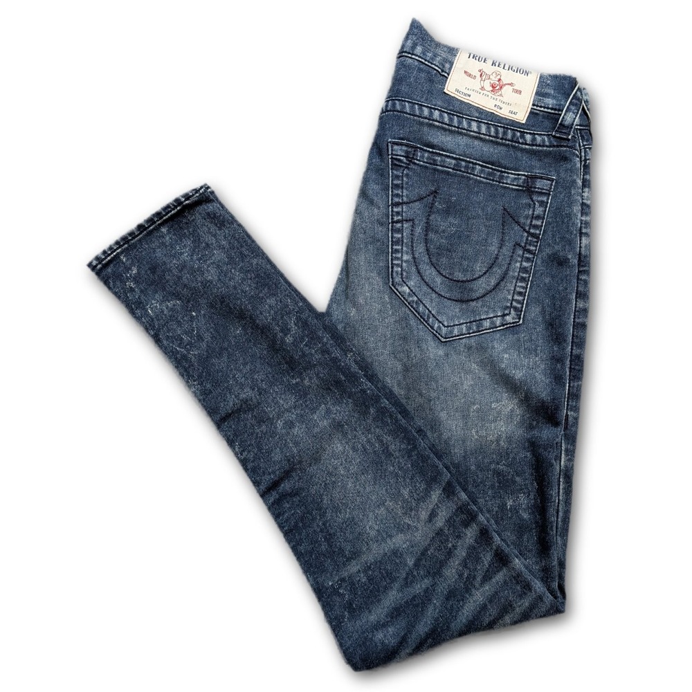 True Religion Mens Jeans Rocco Blue 33x34 Relaxed Skinny Denim Stretch Pockets